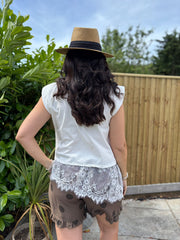 White Lace Hem Top Yasmin