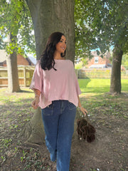 Pink Reverse Seam Round Neck Diana