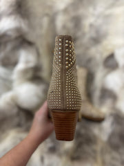 Mocha Stud Embellished Ankle Boots
