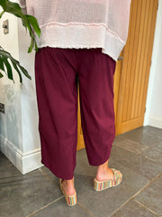 Wine Barrel Leg Pocket Front Trousers