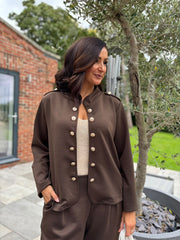 Chocolate Military Style Co-Ord Set Tara