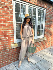 Mocha Sleeveless Tie Detail Co-Ord Ashley