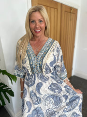 Stone Paisley Print Maxi Dress Kiki