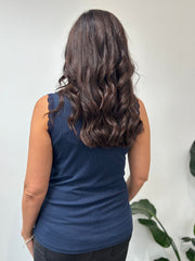 Navy Ribbed Lace Vest Trina