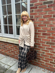 Stone Ribbed Drawstring Top Maisie