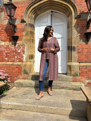 Wine Pattern Stripe Shimmer Cardigan Freya