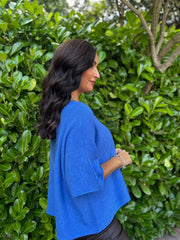 Blue Reverse Seam Round Neck Diana