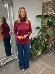 Wine Roll Neck Top Julia