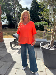 Orange Reverse Seam Knit Georgina