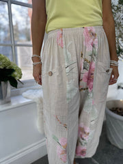 Stone Brushed Floral Trousers Alexis
