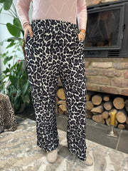 Charcoal Leopard Seam Front Trousers