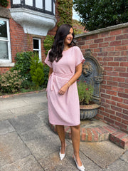 Pink Textured Tie Dress Corrina