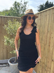 Black Shimmer Knit Dress Dora