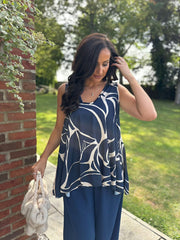 Navy Abstract Swirl Vest Isabella