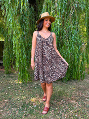 Mixed Leopard Sleeveless Dress Cleo
