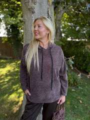 Chocolate Chenille Silver Fleck Hoodie Lisa