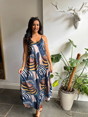 Navy Abstract Patterned Dress Odette