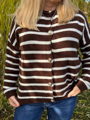 Chocolate Stripe Cardigan Dora