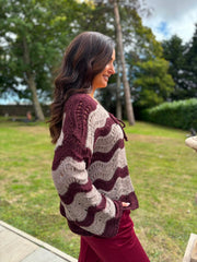 Wine Wave Tie Cardi Shona