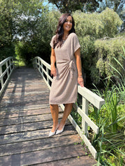 Mocha Textured Tie Dress Corrina