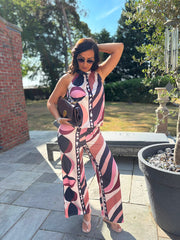 Printed Wide Leg Trouser Set Serena