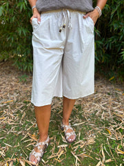 Stone Wide Leg Bead Tie Culottes