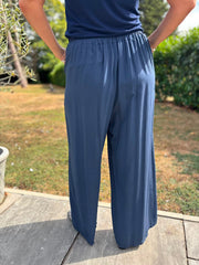 Navy Wide Leg Pull On Trousers Cara