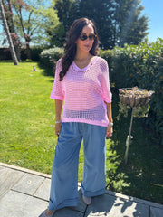 Pink Open Weave Knit Cassandra