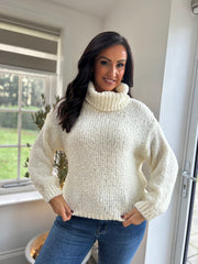 Winter White Drop Shoulder Roll Neck Riley