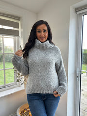 Grey Drop Shoulder Roll Neck Riley
