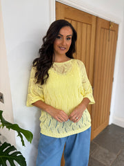 Lemon Pointelle Knit Pattern Top Nina