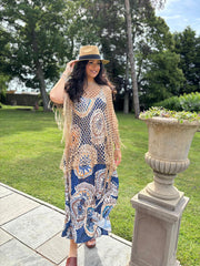 Gold Open Weave Fringed Cover Up