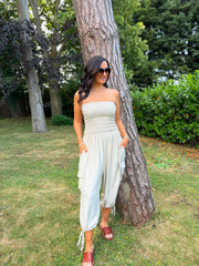 Stone Cargo Pocket Jumpsuit Verity