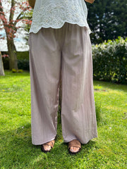 Mocha Sparkle Wide Leg Pull On Trousers