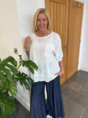 White Multi Hole Detail Top Terri