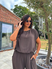 Chocolate Two Piece Trouser Set Sara