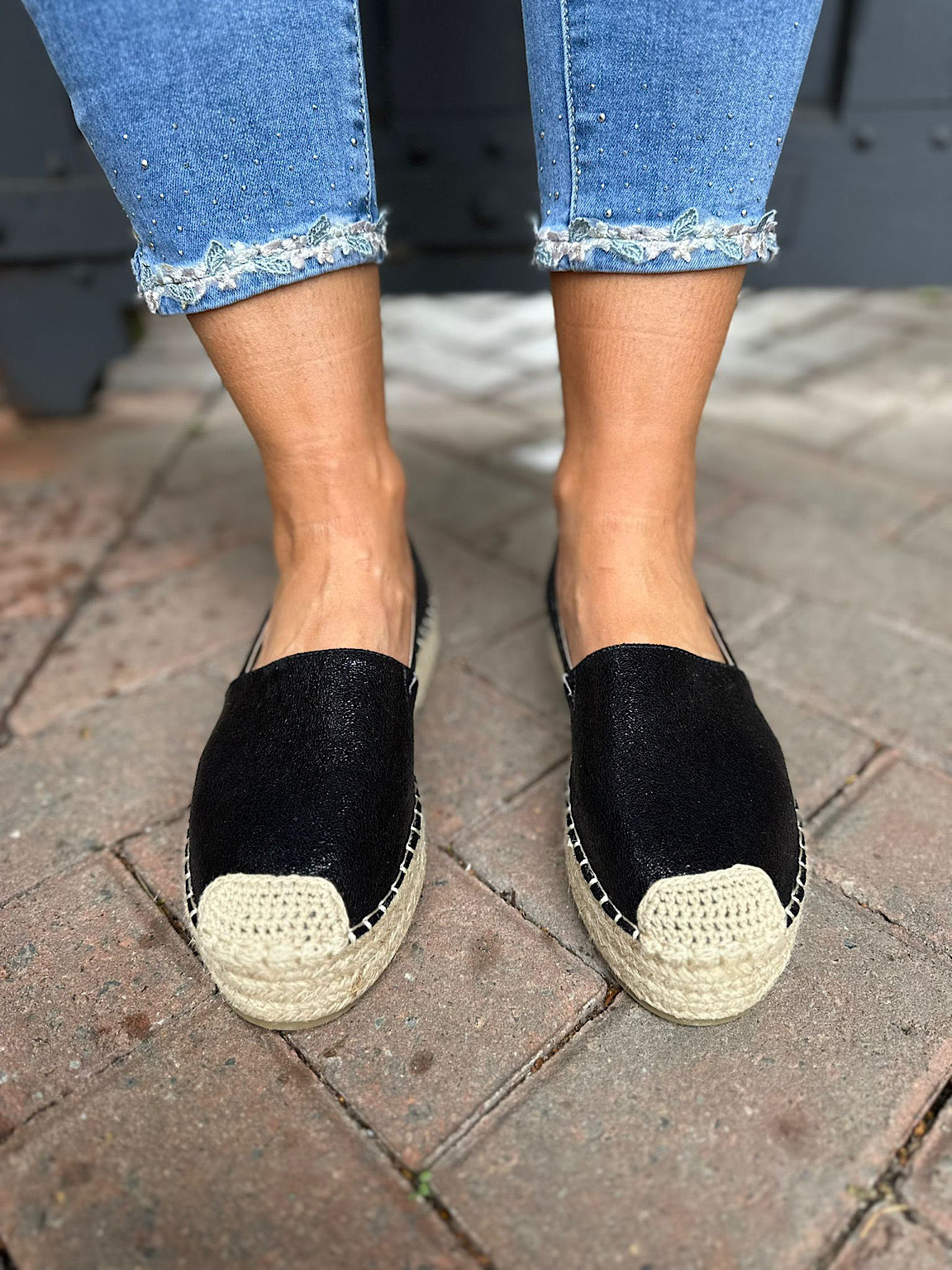 Black Platform Shimmer Espadrille Shoes – Tillett's