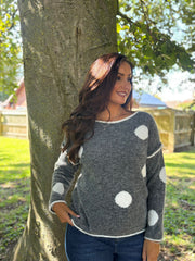 Grey Polka Dot Knit Natalie