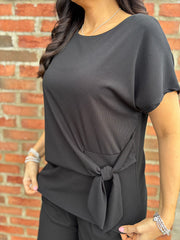 Black Ribbed Drape Tie Co-ord Daniella