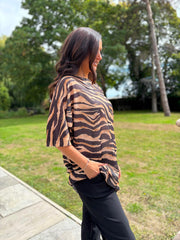 Camel Tiger Print Knit Dress Delilah
