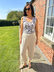Stone Bubble Cotton Barrel Leg Trousers