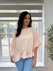 Pink Shimmer Drawstring Top Holly
