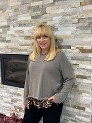 Mocha Leopard Hem Knit Bianca