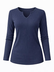 Navy Ribbed Long Sleeve Top Emma