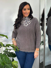 Grey Shimmer V Neck Knit Seren