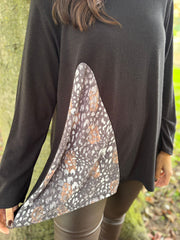 Black Ditsy Leopard Knit Top Danielle