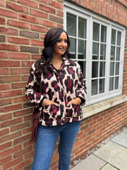 Wine Leopard Quilted Coat Adele