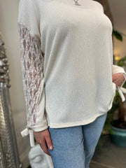 Stone Textured Lace Sleeve Top Heidi