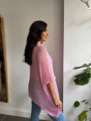 Pink Open Weave Knit Peyton