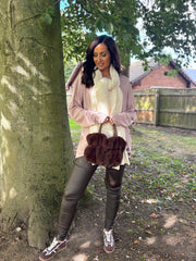 Pink Fringed Neck Top Donna